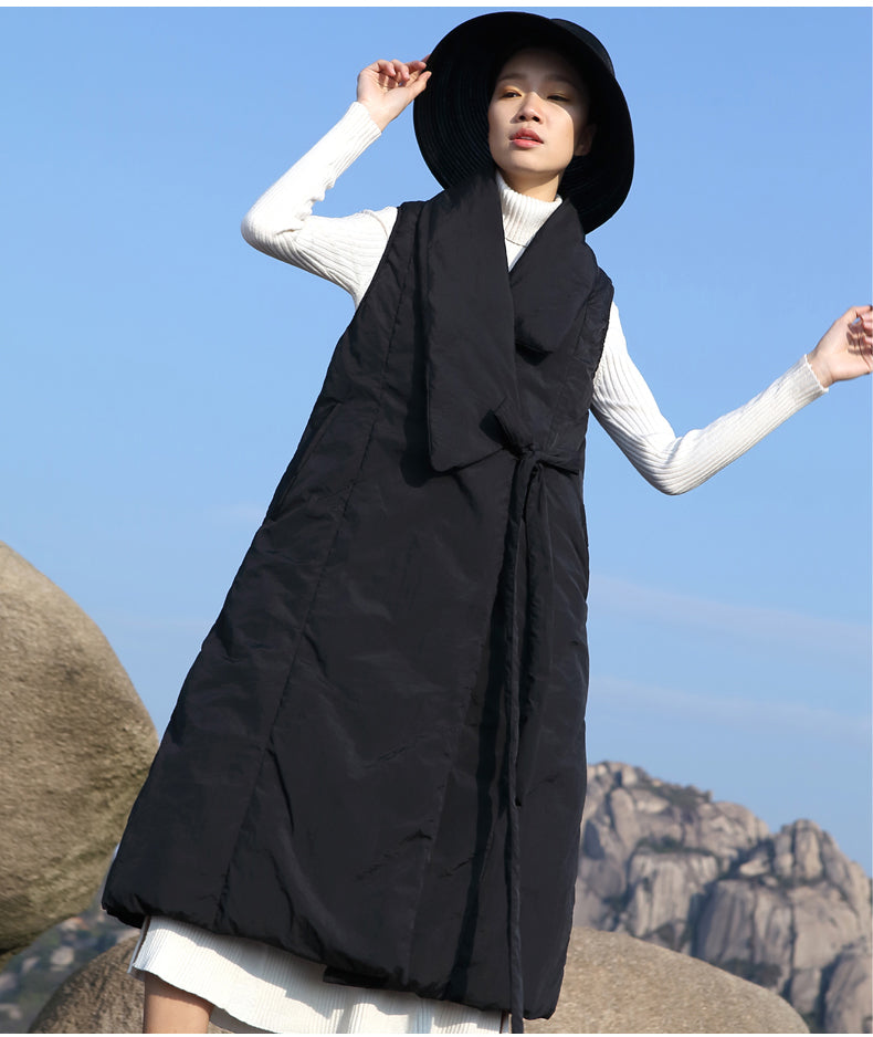 Art Loose Sleeveless Down KIMONA Vest ,Women Long Winter New Jacket-BB –  Ofelya Boutique