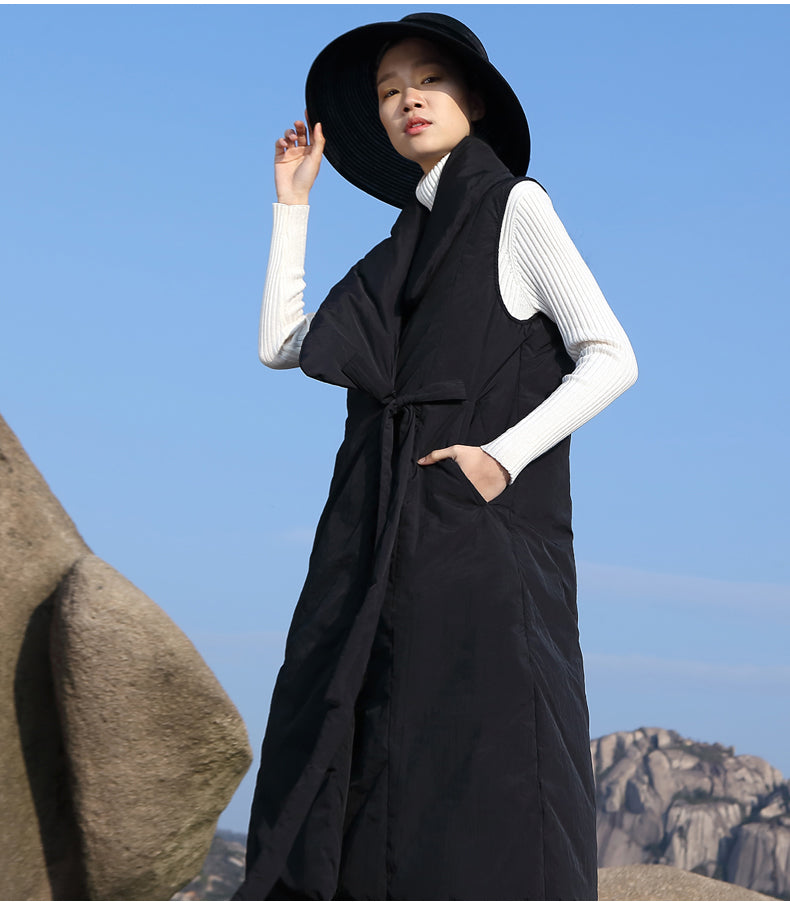 Art Loose Sleeveless Down KIMONA Vest ,Women Long Winter New Jacket-BB931