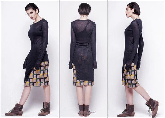 Viscose Cotton Long Sleeve Asymmetrical Hem Women's Sexy Dress - Ofelya Boutique