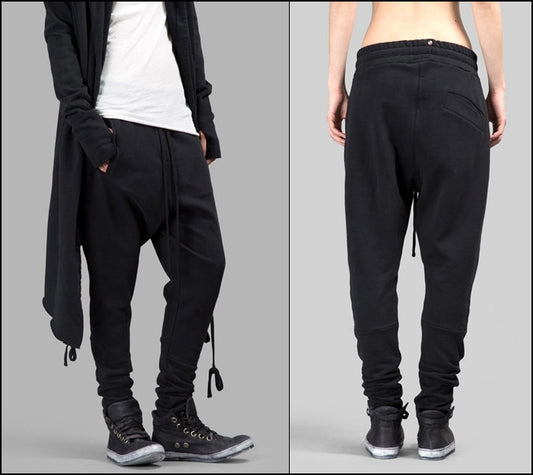 WOMEN’S BLACK TROUSERS Loose Casual Low Crotch Harem Pants - Ofelya Boutique