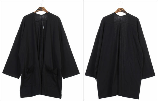 Japanese Oversized 3/4 Sleeve Samurai Long Cotton Jersey Cardigan Kimono jacket - Ofelya Boutique