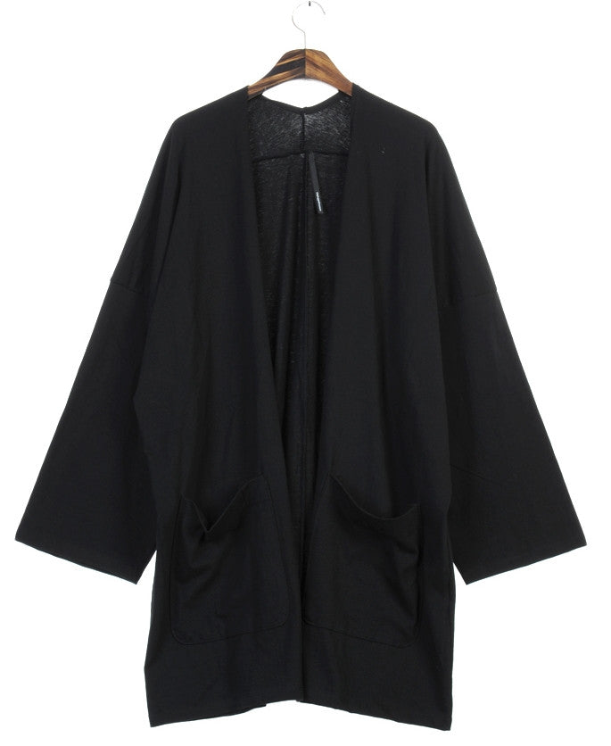 Japanese Oversized 3/4 Sleeve Samurai Long Cotton Jersey Cardigan Kimono jacket - Ofelya Boutique