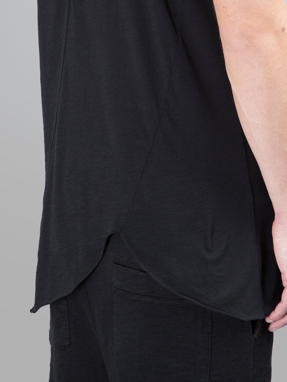 Extended Essential Short Sleeve Asymmetric Cut Round Wide Neck Long Tee - Ofelya Boutique
