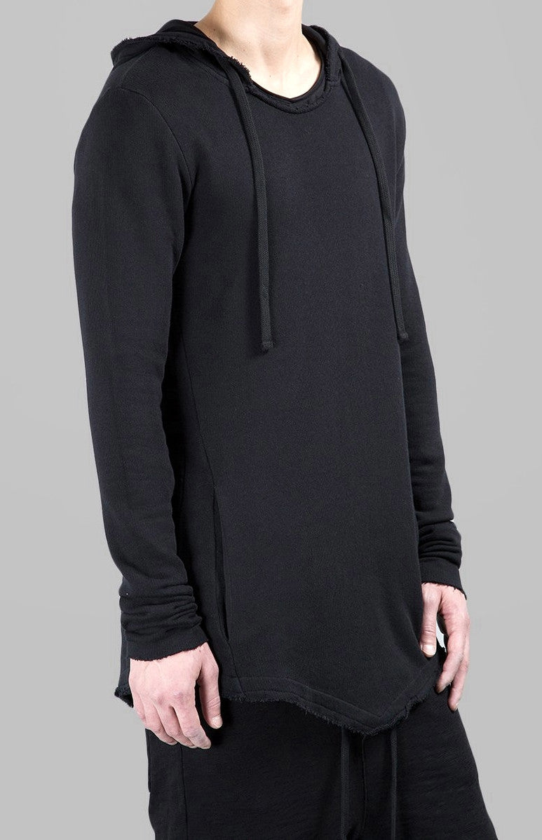 Men Wide Round Neck Asymmetric Raw Cut Seam Sweaters Hoodie - Ofelya Boutique