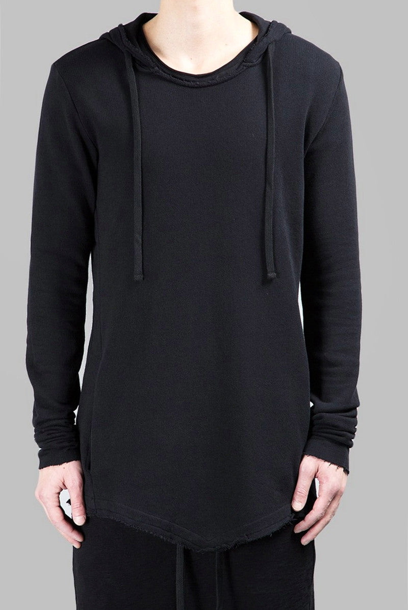 Men Wide Round Neck Asymmetric Raw Cut Seam Sweaters Hoodie - Ofelya Boutique