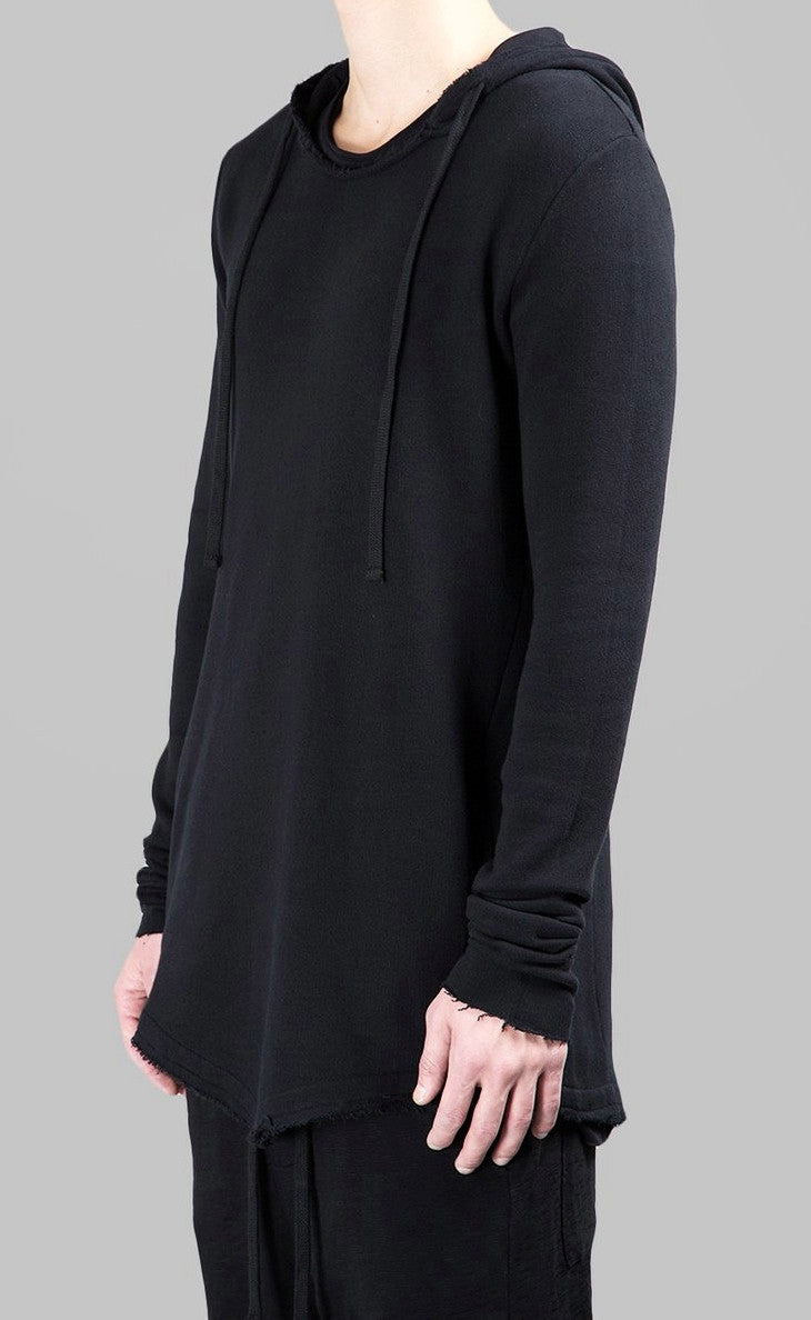 Men Wide Round Neck Asymmetric Raw Cut Seam Sweaters Hoodie - Ofelya Boutique