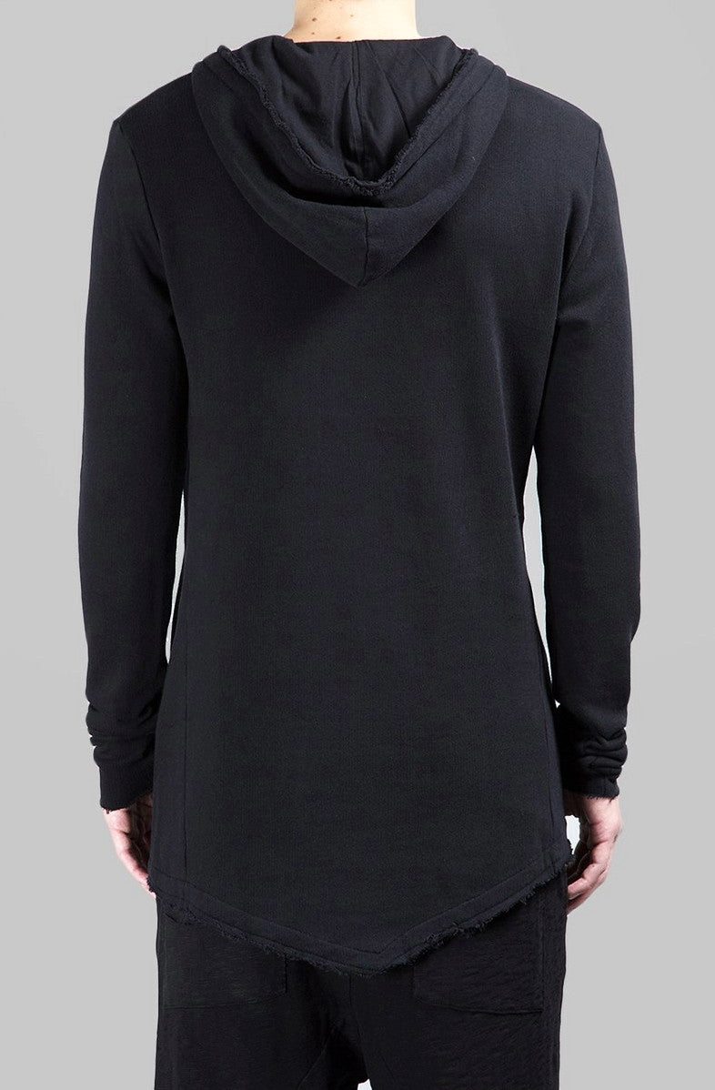 Men Wide Round Neck Asymmetric Raw Cut Seam Sweaters Hoodie - Ofelya Boutique