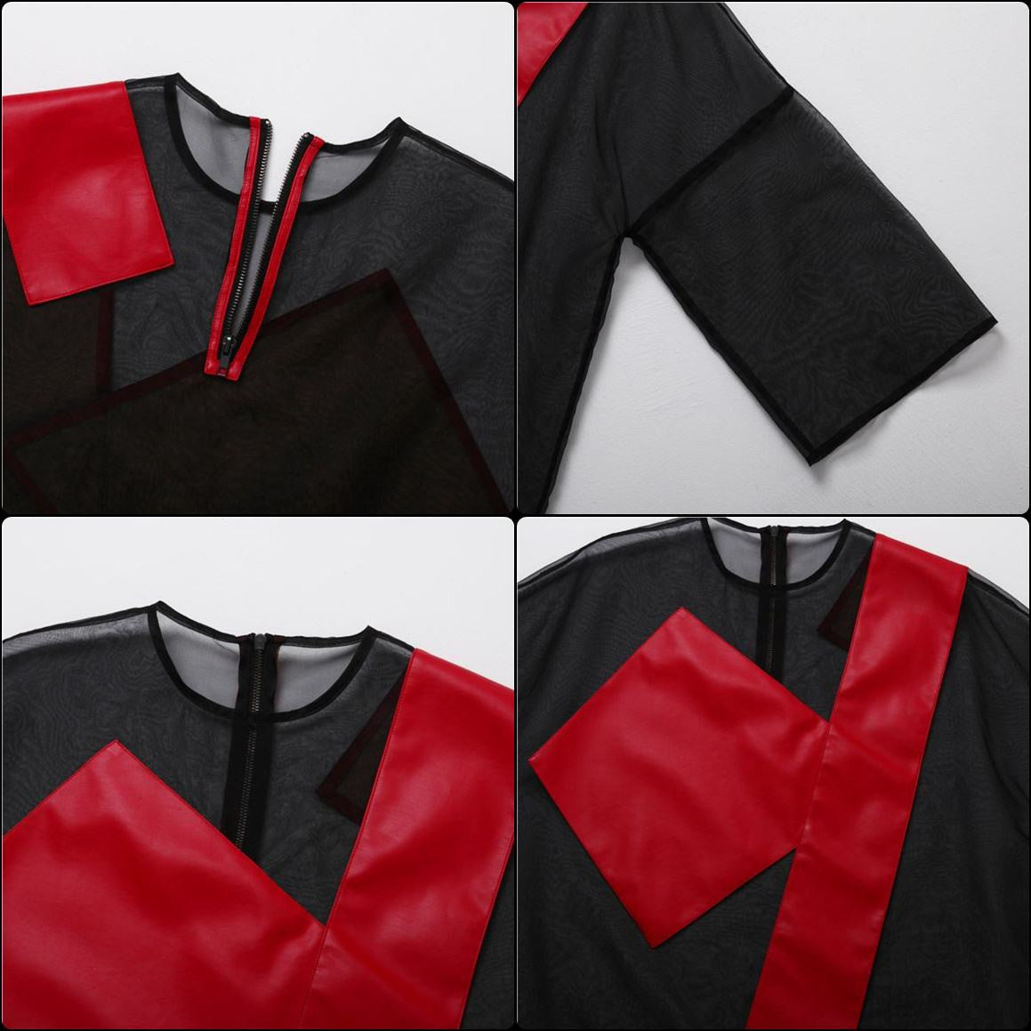 Men's Mesh Summer Black Geometric Organza Loose Tee Tshirt - Ofelya Boutique