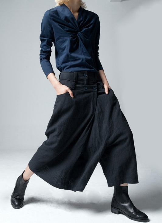 Original Design Wide Leg Culottes Women Casual Pants - Ofelya Boutique