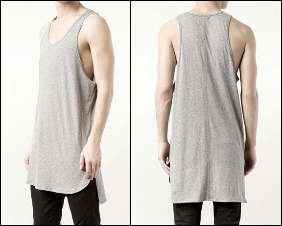 Essential Tank Extended Silky Long Tank Top Back Long Viscose Cotton-BB426 - Ofelya Boutique