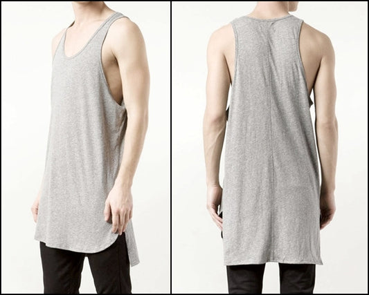 Essential Tank Extended Silky Long Tank Top Back Long Viscose Cotton-BB426 - Ofelya Boutique