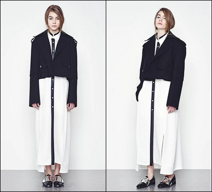 Winter Short Black Woolen Coat // Wool Long-Loose made oversized Sleeved Jacket Details - Ofelya Boutique