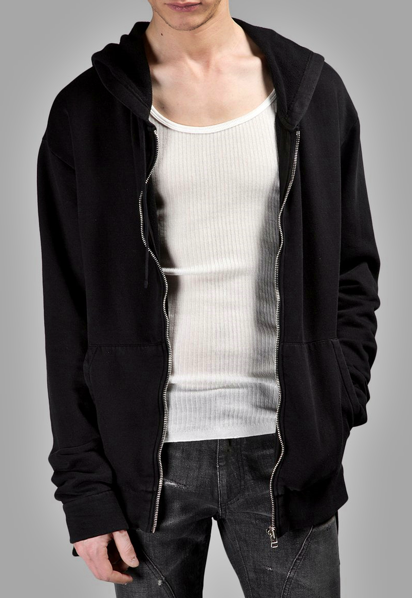 SIDE STRINGS Men's Black Hoodie /Big Hood / Oversized Sweatshirt - Ofelya Boutique