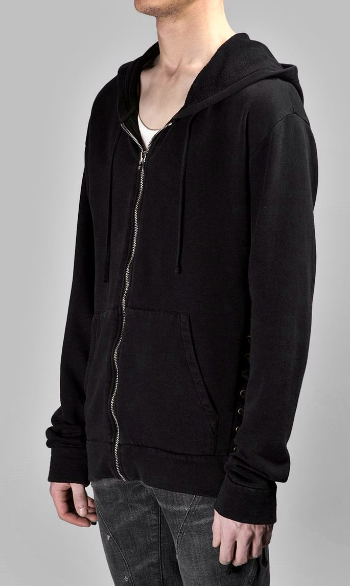 SIDE STRINGS Men's Black Hoodie /Big Hood / Oversized Sweatshirt - Ofelya Boutique