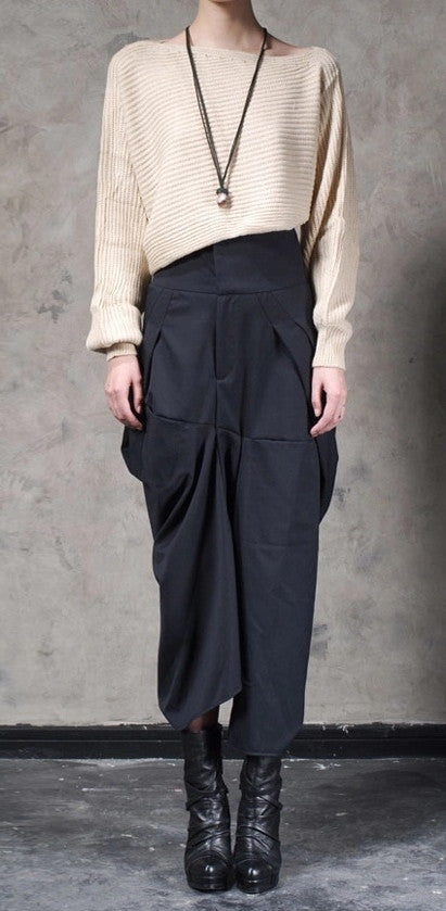 Original Design High Waist Wide Leg Culottes Big Crotch Harem Pants - Ofelya Boutique
