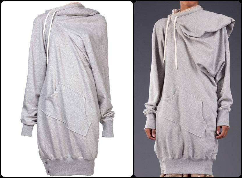 Oversized Asymmetrical Sweatshirt Dress //Extravagant Hooded - Ofelya Boutique
