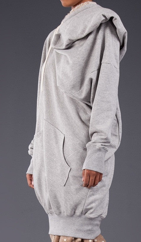 Oversized Asymmetrical Sweatshirt Dress //Extravagant Hooded - Ofelya Boutique