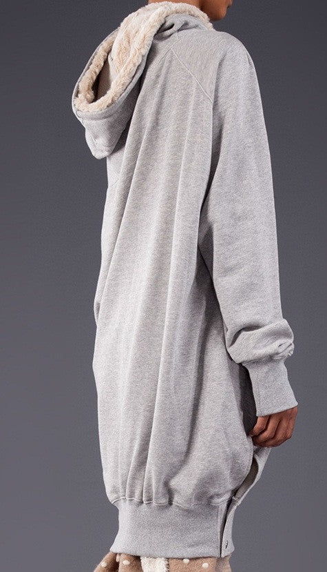 Oversized Asymmetrical Sweatshirt Dress //Extravagant Hooded - Ofelya Boutique