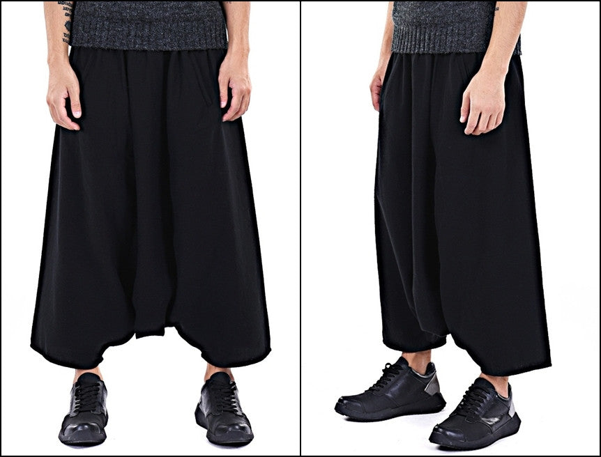 Sarrouel Japanese Wide Leg Stretch Cotton Trouser Yoga Pant / Unisex - Ofelya Boutique