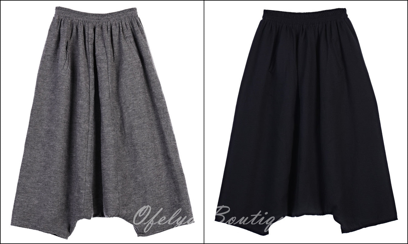 Sarrouel Japanese Wide Leg Stretch Cotton Trouser Yoga Pant / Unisex - Ofelya Boutique