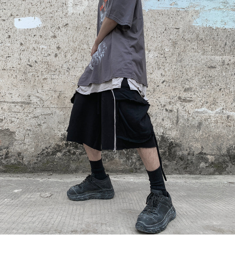 Men Big pockets Wide-leg Loose Cargo Shorts - Retro High Street