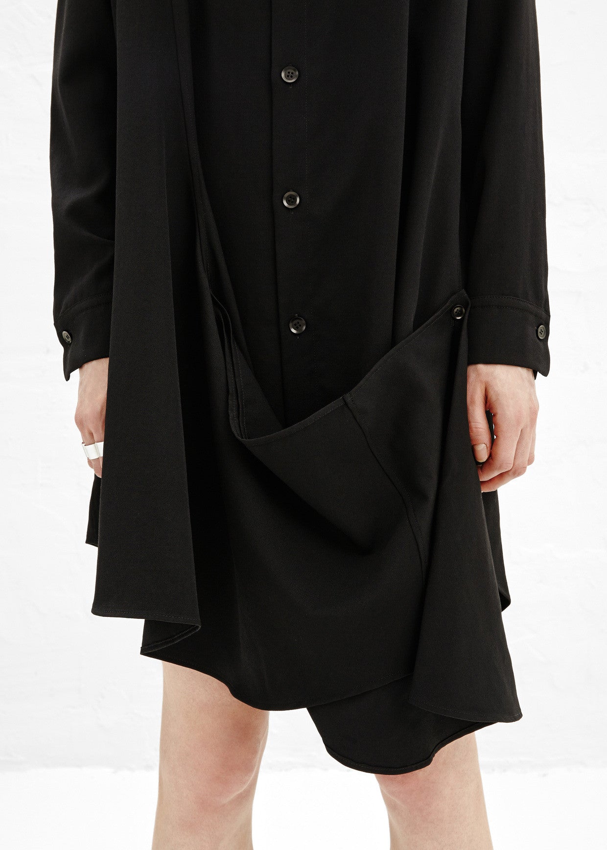 Crossover Buttoned Dress // Loose Fit Cape-Style Blouse Shirt - Ofelya Boutique