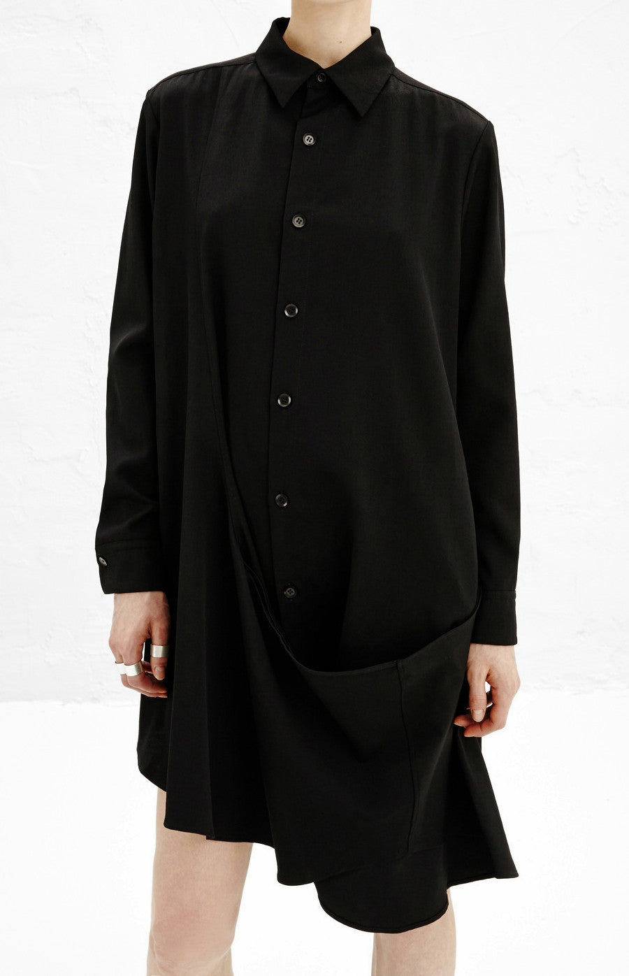 Crossover Buttoned Dress // Loose Fit Cape-Style Blouse Shirt - Ofelya Boutique