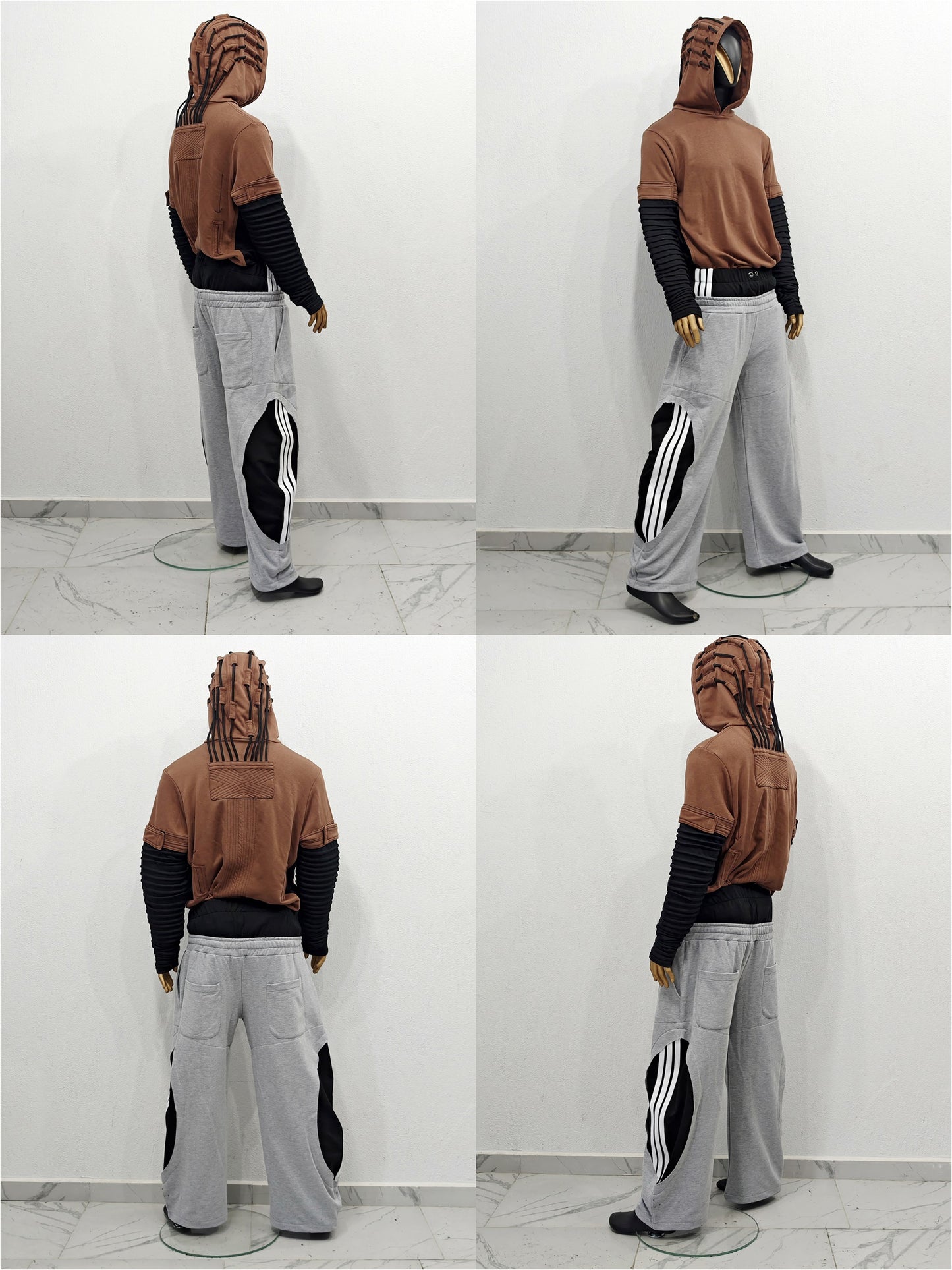 Black Wide Leg Jogger Pants, Streetwear Track, Y2K Baggy Sweatpants, Color Block Athletic , Hip Hop Lounge, Oversized Casual Trousers -BB302