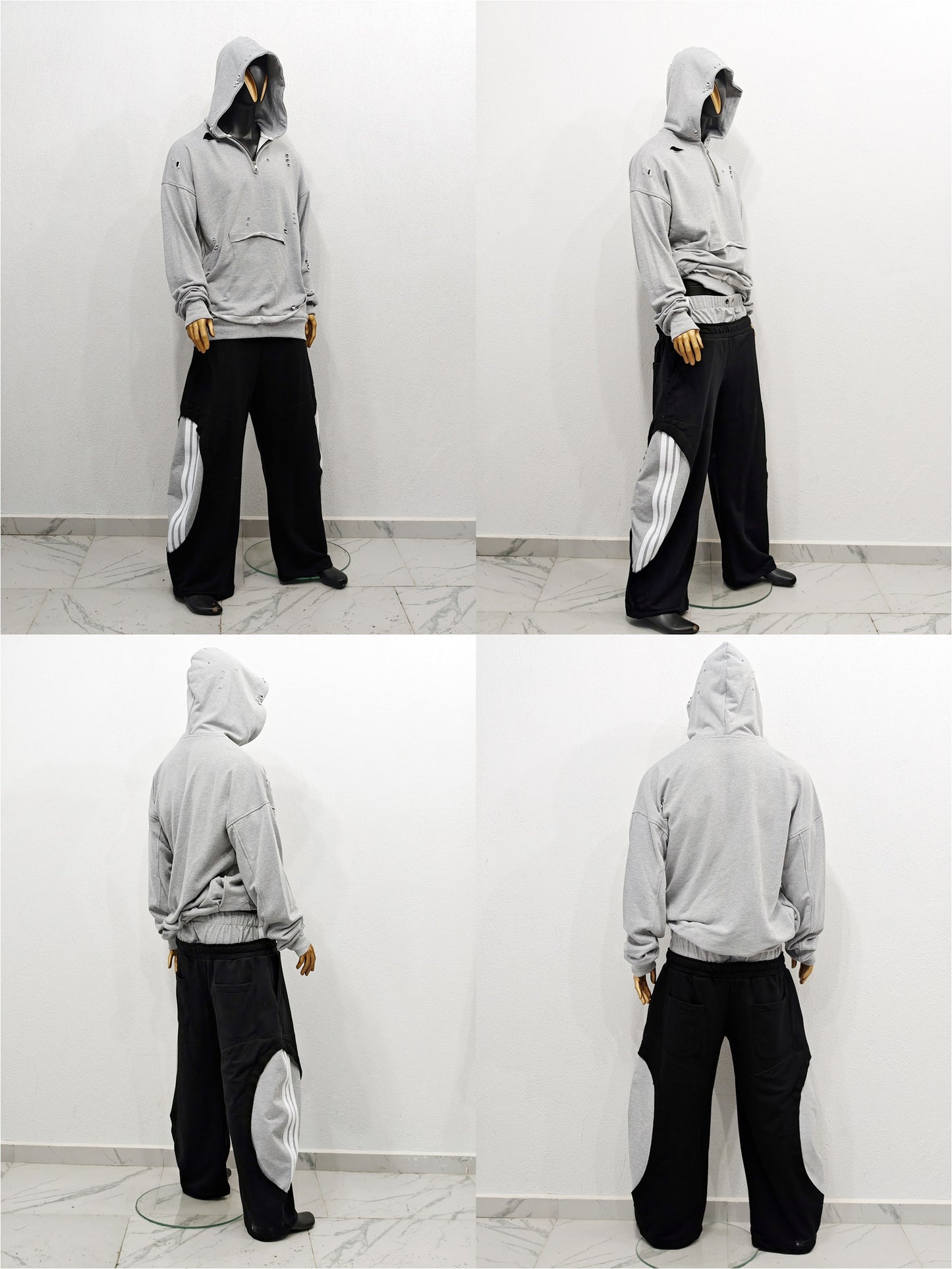 Black Wide Leg Jogger Pants, Streetwear Track, Y2K Baggy Sweatpants, Color Block Athletic , Hip Hop Lounge, Oversized Casual Trousers -BB302