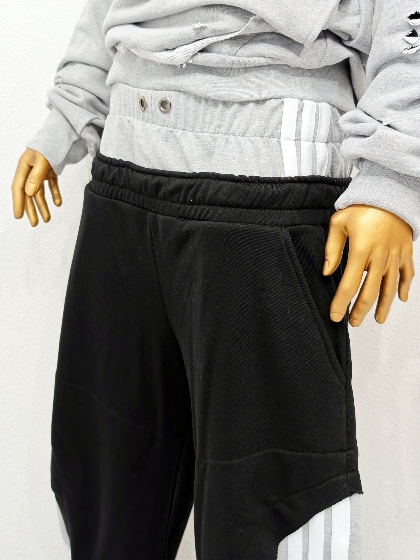 Black Wide Leg Jogger Pants, Streetwear Track, Y2K Baggy Sweatpants, Color Block Athletic , Hip Hop Lounge, Oversized Casual Trousers -BB302