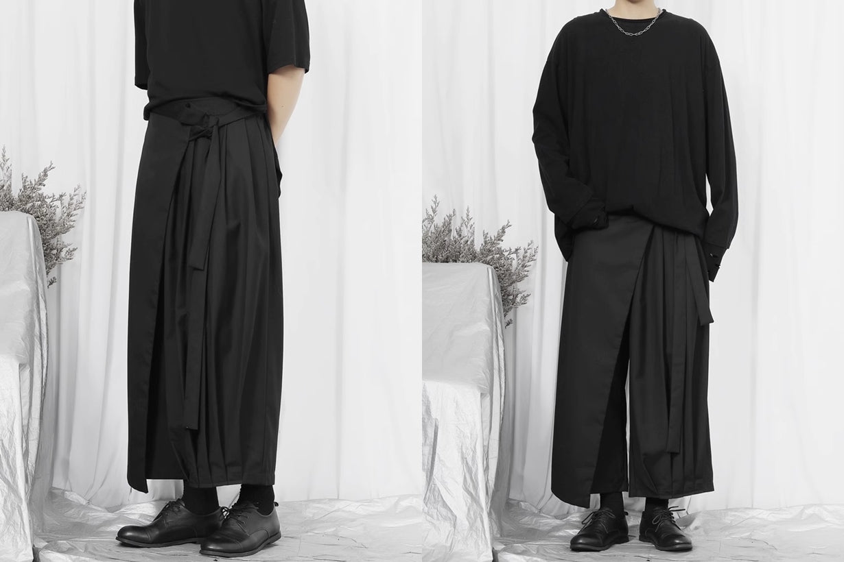 XS - 8XL Wrap Kilt Skirt Pant,Pleated A-line irregular Skirt,Relaxed- BB868