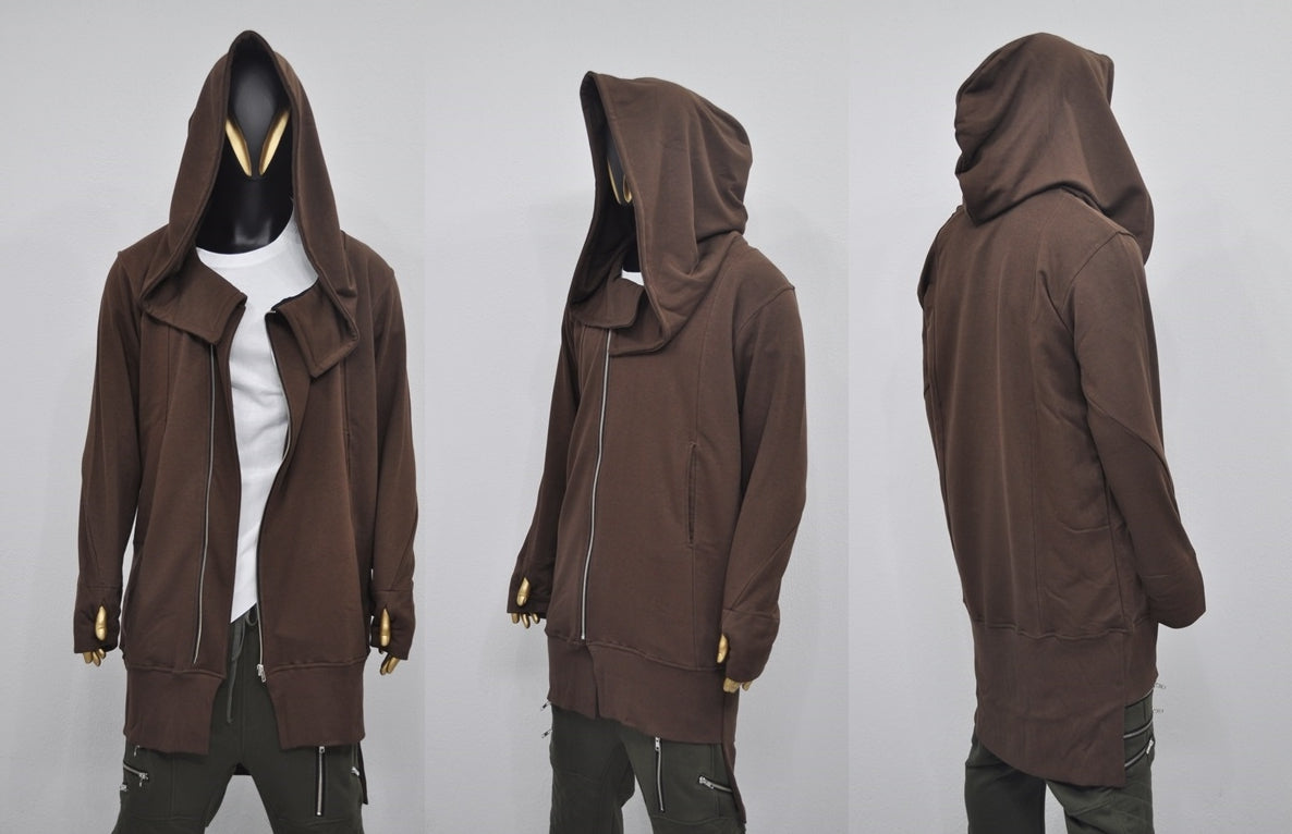 Overlong Ashashin Oversized Hood Long Sleeve Hoodie/ Cyber Goth Jacket,