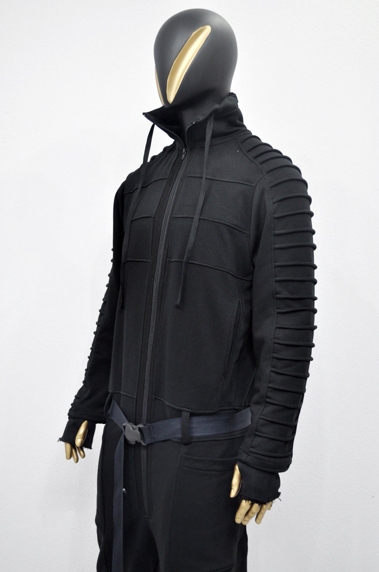 XS - 8XL Men's Black Overall Jumpsuit,Sci-fi Cosplay Flight Suit,Rave Regalo Moch,Cyberpunk/Futuristic Jacket,Gothic Hoodie/PLUS SIZE-BB0155