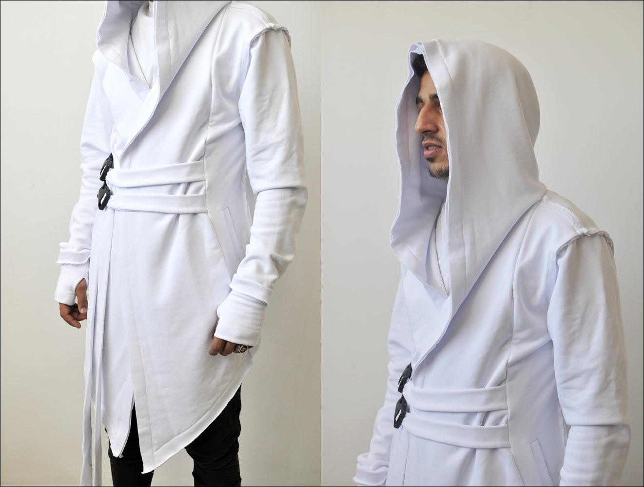 Assassin's Creed Hooded Cardigan Kimono,Long Asymmetrical Steampunk Futuristic