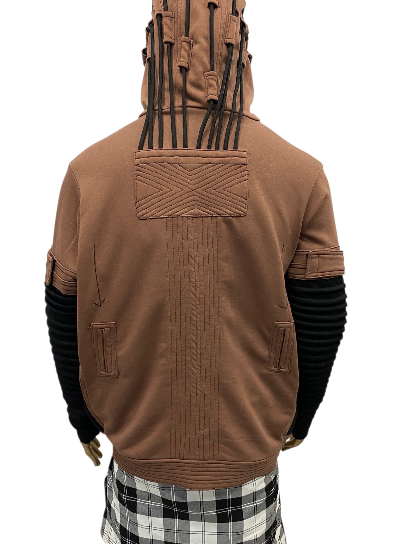 Cyberpunk Techwear Hoodie for Men • Futuristic Streetwear Hooded Sweatshirt • Dreadlock Hood Design • Layered Sleeve Tech • Urban -BB0188