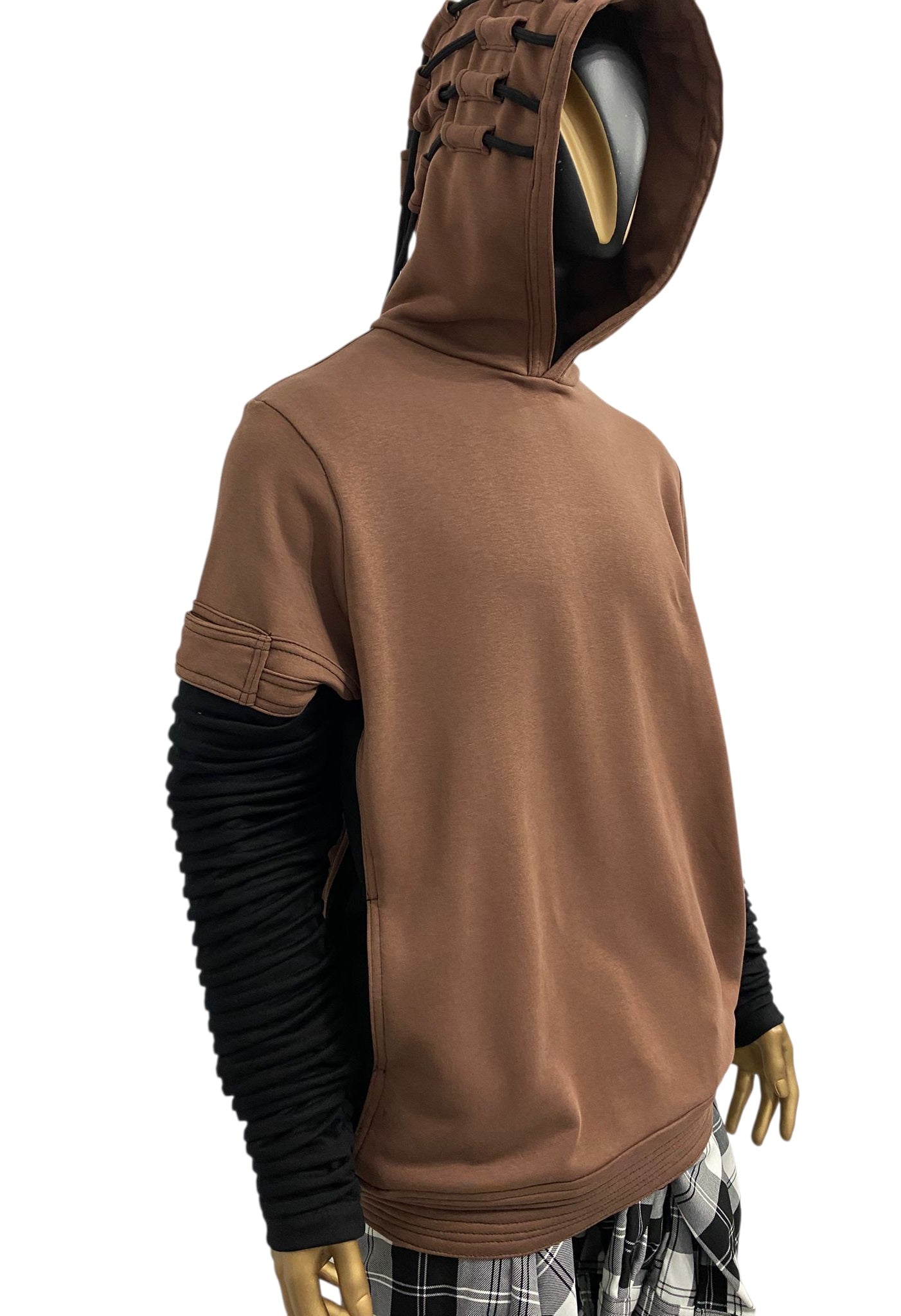 Cyberpunk Techwear Hoodie for Men • Futuristic Streetwear Hooded Sweatshirt • Dreadlock Hood Design • Layered Sleeve Tech • Urban -BB0188