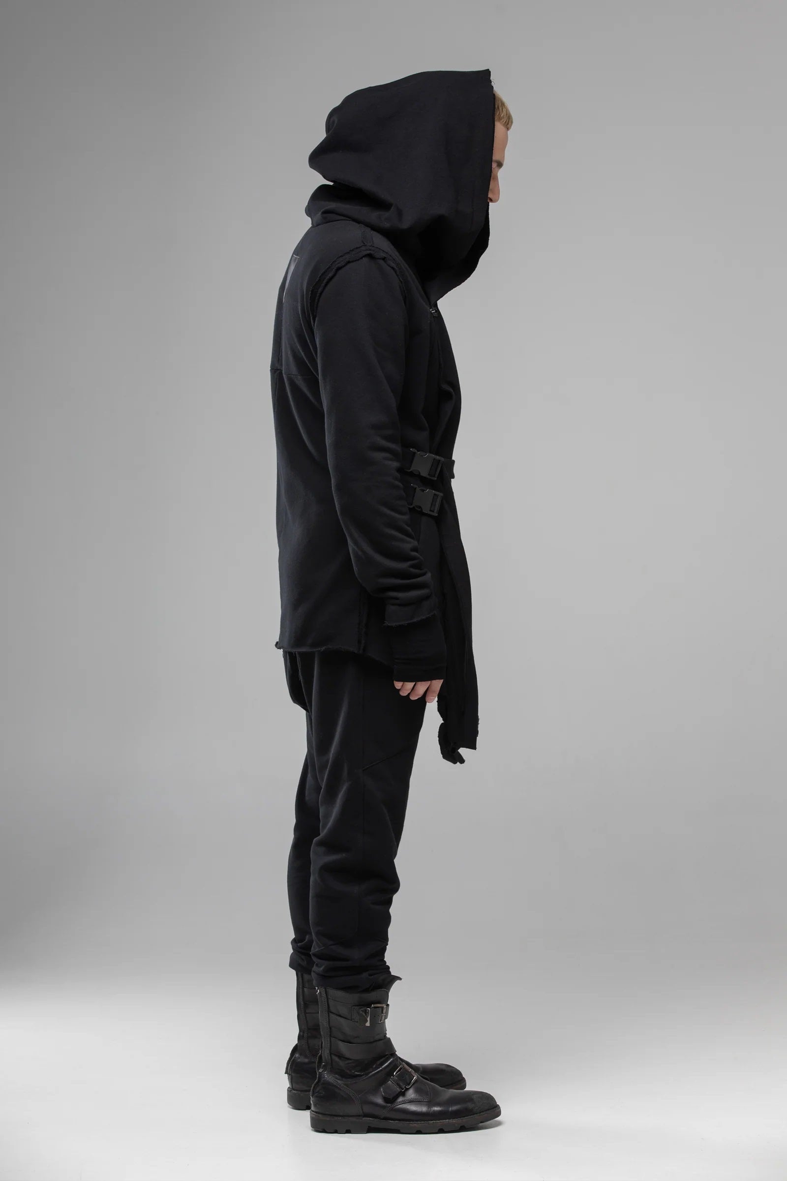 Black Hooded / Asymmetrical Hooded Jacket/Hooded Coat/Cotton store Asymmetrical Hooded Jacket/Black hooded/Oversized Unisex Hood/Cardigan Cotton/