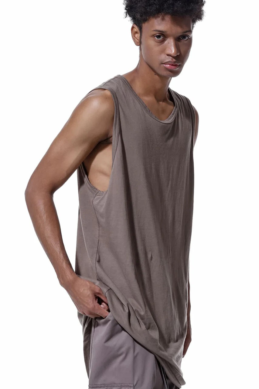 A.F T LOOSEY LONG TANKTOP , Essential Silky Longline Oval Cut Top