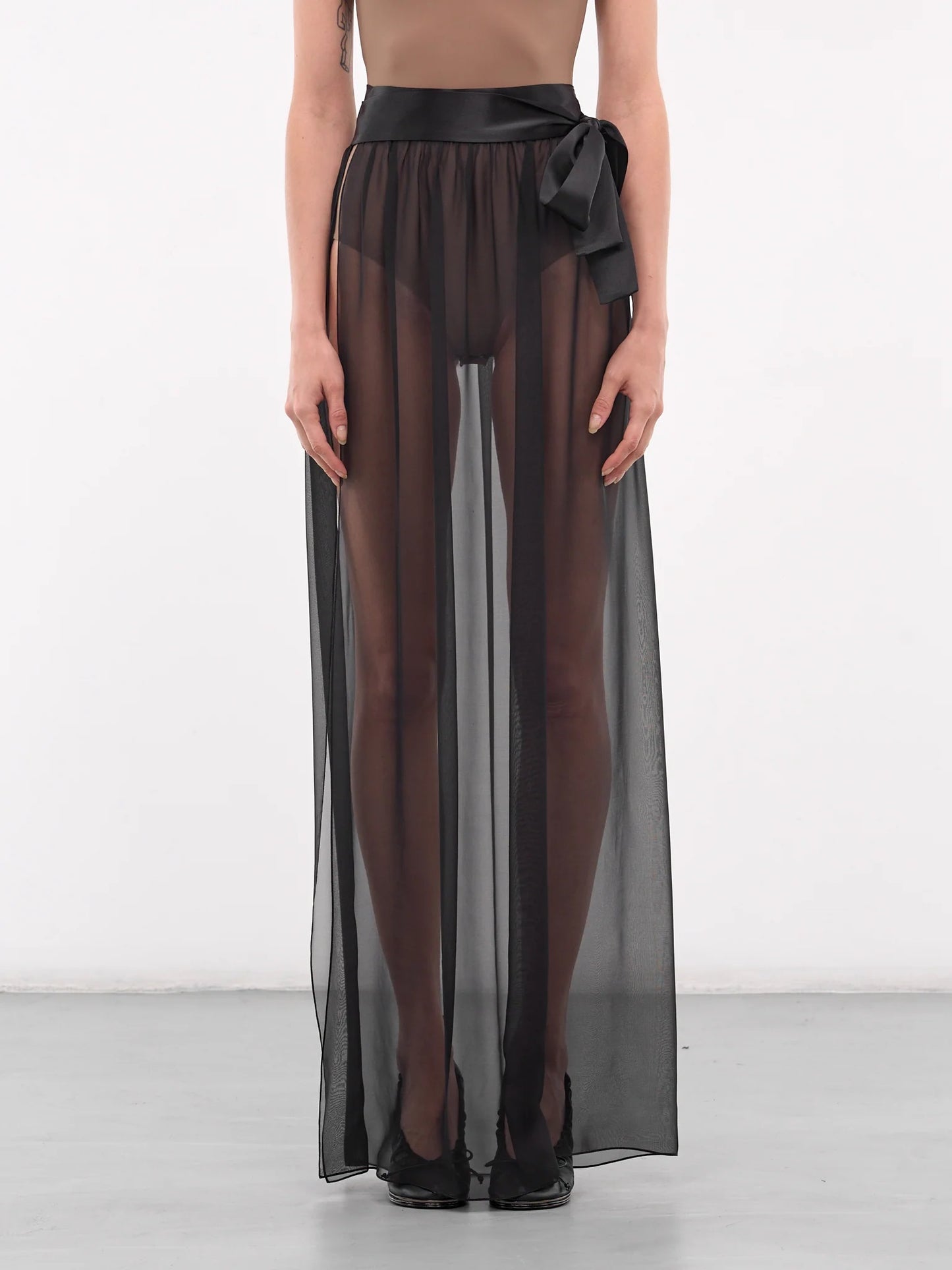 LONG SILK CHIFFON SKIRT