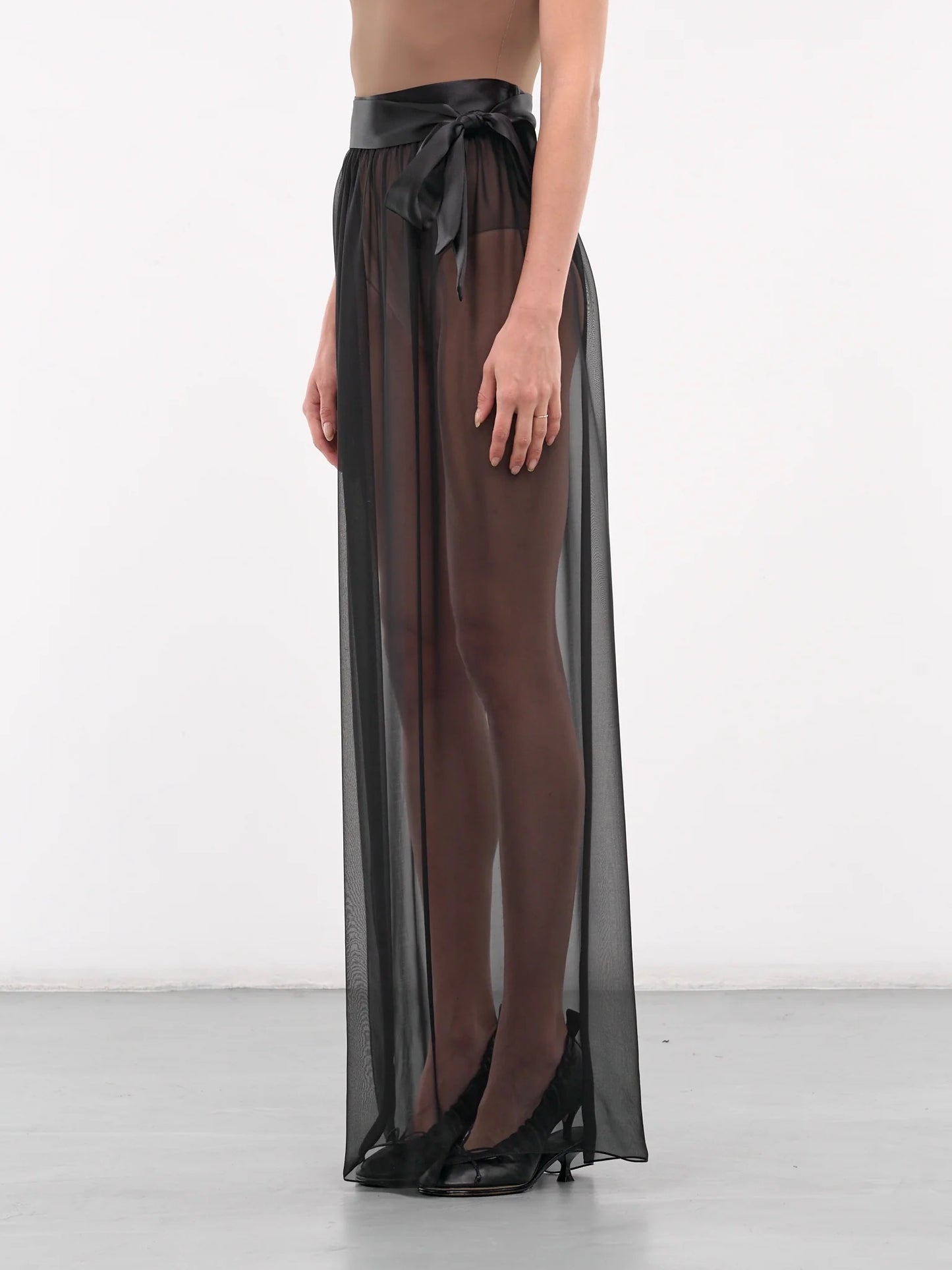 LONG SILK CHIFFON SKIRT