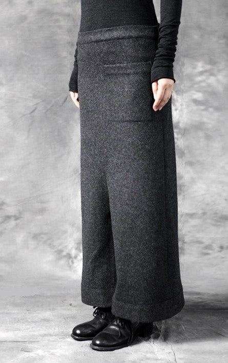 Original Design Women's Wool Culottes Wide Leg Japanese Pants Low Crotch Yogawear