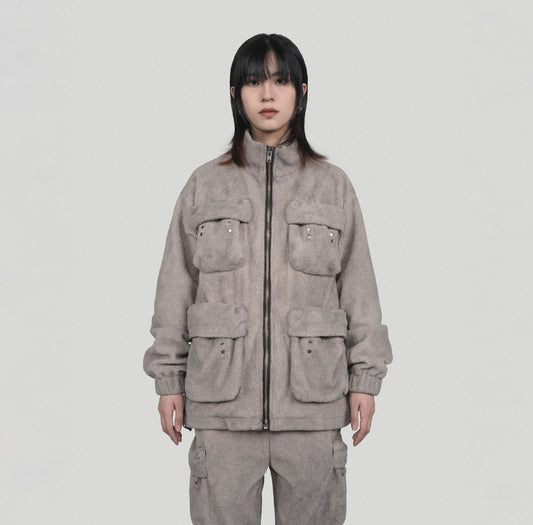 2077 Patchwork Hooded Jackets Men Hip Hop Multi Pockets Warm Coats Casual Streetwear Outerwear-BB0171