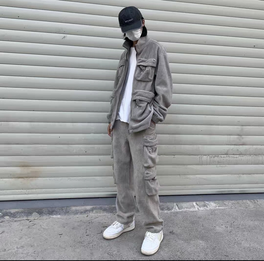 2077 Patchwork Hooded Jackets Men Hip Hop Multi Pockets Warm Coats Casual Streetwear Outerwear