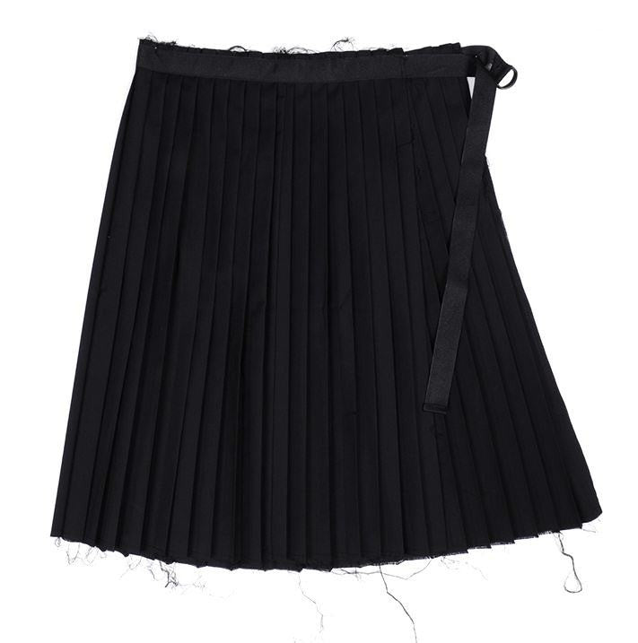 Dark Black Men's Pleats Wrap Skirt // Wear it with Drop Crotch Pants