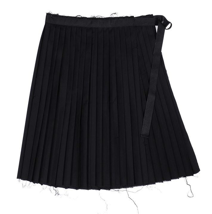 Dark Black Men's Pleats Wrap Skirt // Wear it with Drop Crotch Pants ...