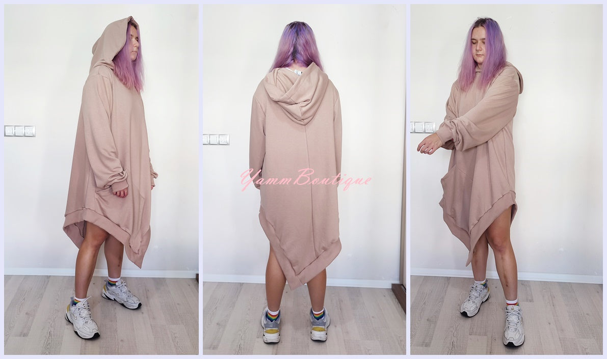 Asymmetric hem hoodie best sale