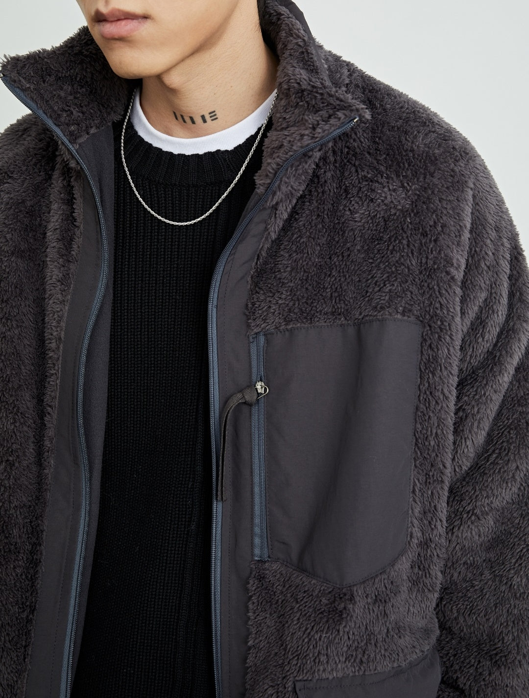 Men's Plus Size Oversized Sherpa Anorak BoxyFit Furry Jacket / Warm Winter Hoodie