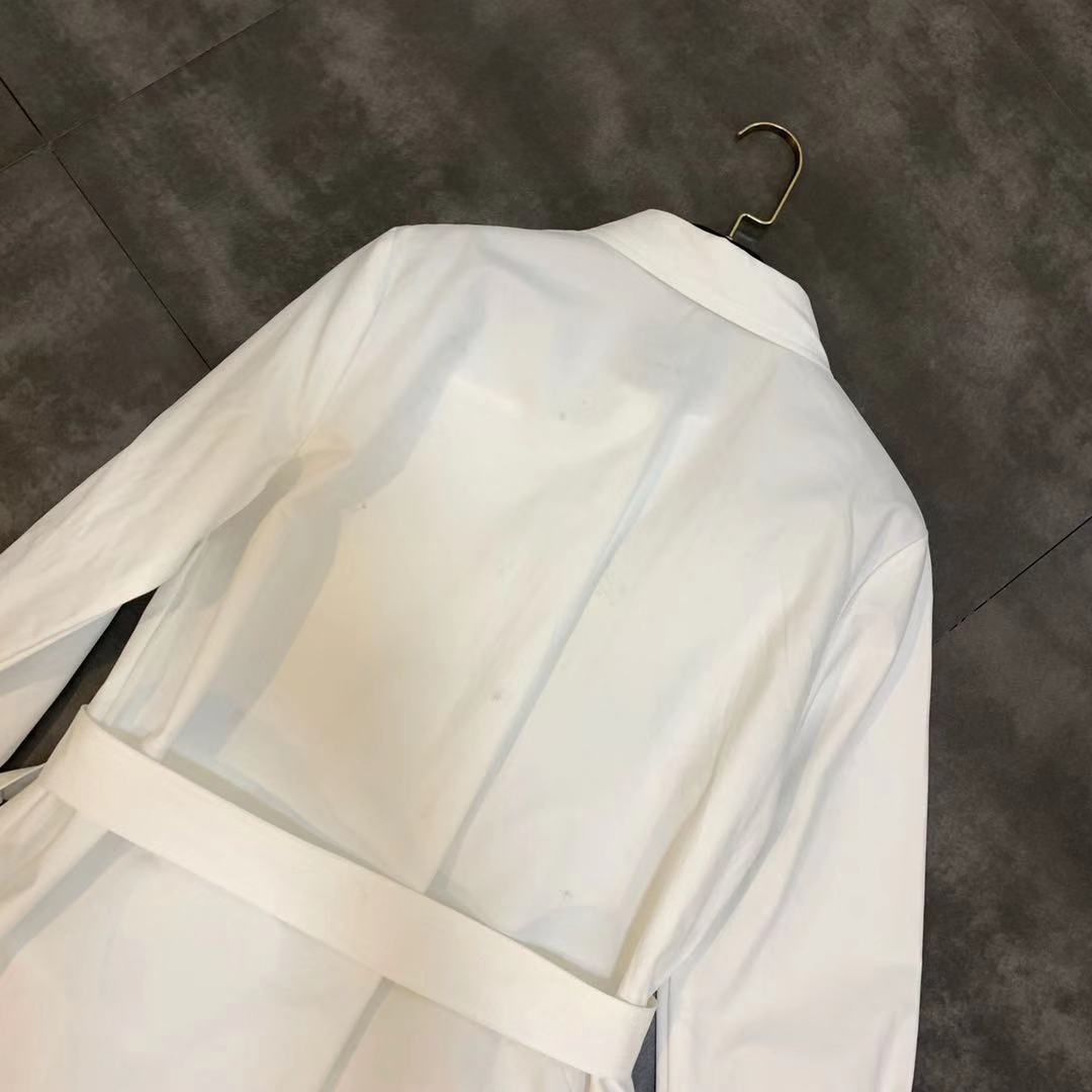 Long Sleeve Multi-pocket Decorative Belt Waist Long Shirt Blouse