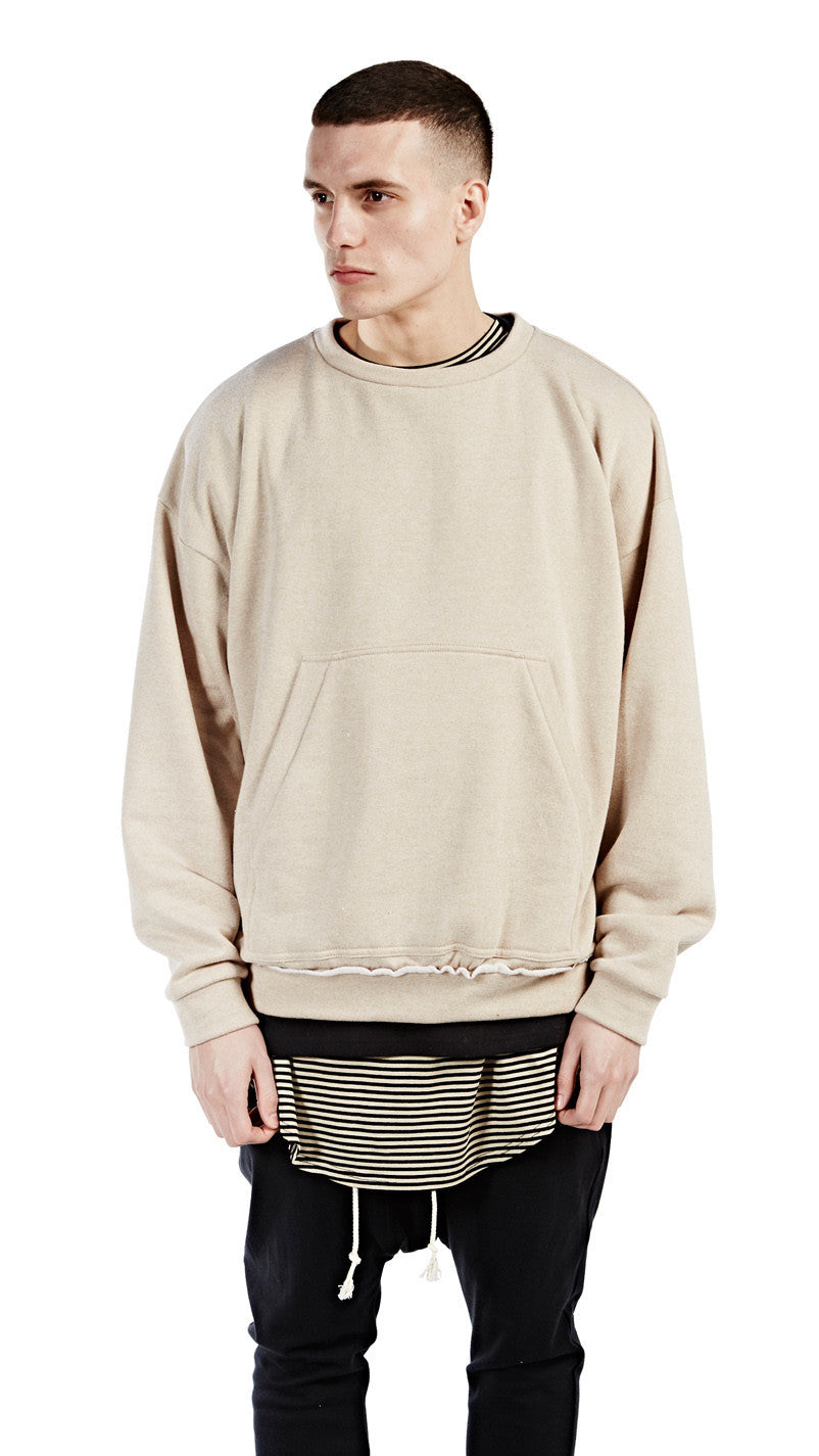 Raw Edge Waistband 80's Sweater / Oversized Fit / Dropped Shoulder / R ...