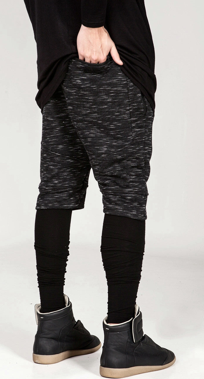 Biker Panelling Shadow Shorts with a Drop Crotch and Tapered Leg